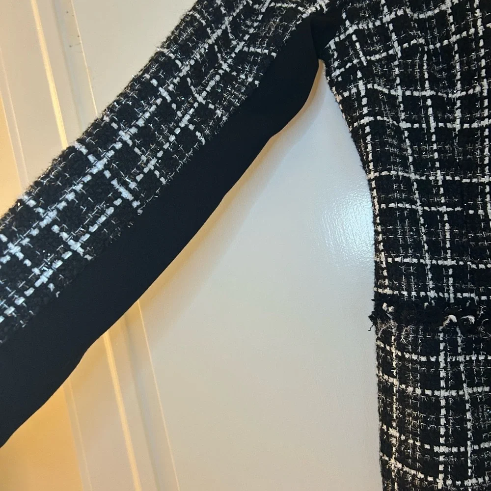 VISHAL Size Small Black and White Tweed Coat with Gold Buttons, Calf length - Picture 8 of 13